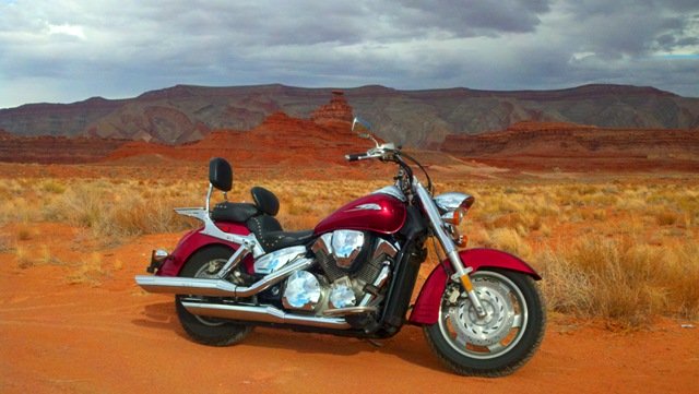 View of Bike with Mexican Hat in background